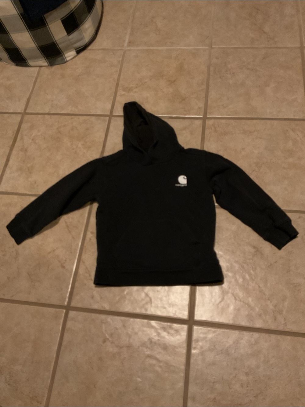 Kids Carhartt Black Hoodie Sweatshirt White Logo Size 7
